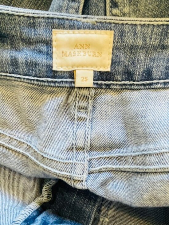 Ann Mashburn Wide Leg Jeans Coco Column Patch Pocket Stretch Denim 25 - Picture 9 of 11